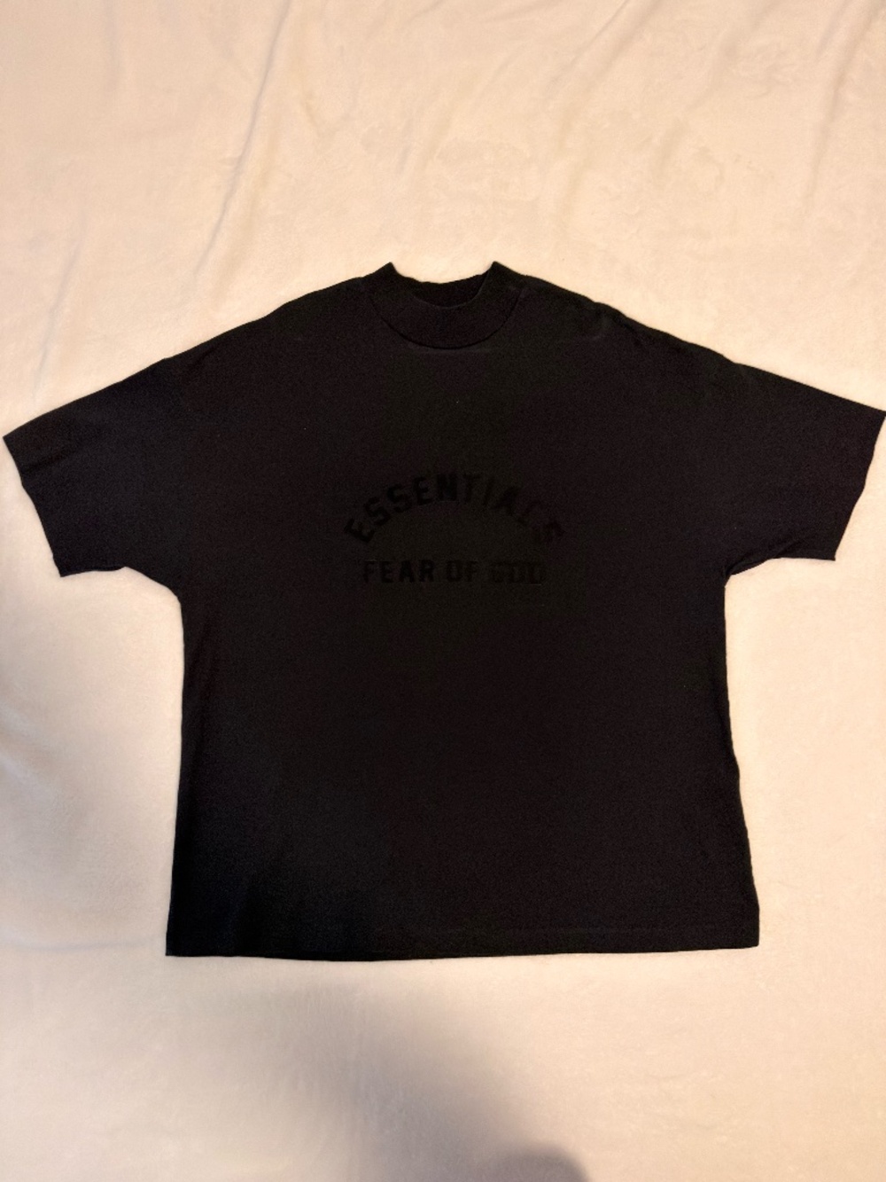Fear of God ESSENTIALS Black Bonded Logo Mock Neck T-Shirt Size S Oversized